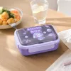 Purple cartoon PP material lunch box with leak-proof design, portable lunch box for kindergarten midday rest details Picture
